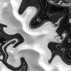 Poster - Unique swirling patterns in black and white create a striking abstract effect. The artwork showcases fluid dynamics that twist and flow, offering a captivating visual experience.