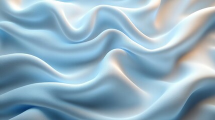 Fototapete - The soft blue fabric flows gracefully, exhibiting gentle waves and tactile texture, creating a calming atmosphere full of elegance and simplicity.