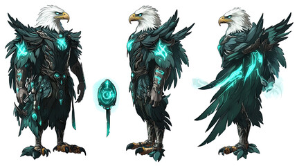 Poster - Majestic American Eagles With Glowing Runes and Ethereal Wings Generative AI