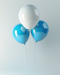 Wall Mural - A white and blue balloon arrangement. AI.