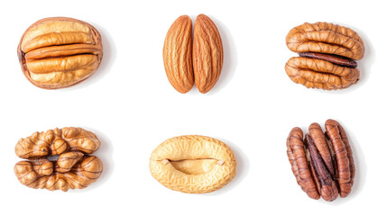 Poster - collection of mixed nuts isolated on a transparent background generative ai