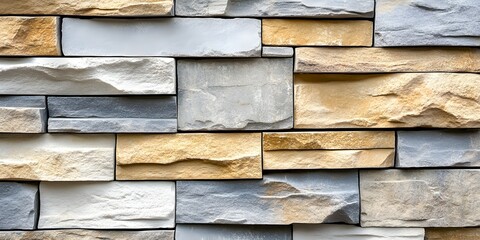 Textured Stone Wall with Varied Colors and Patterns