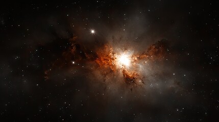 Wall Mural - A figure of a human breathing into the cosmos, with nebula clouds and galaxies expanding from their breath. The abstract, deep space background is filled with stars.
