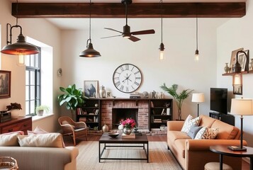 Vintage Industrial Lights A living room with vintage industrial