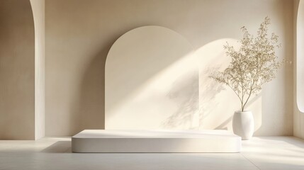 Poster - Minimalist podium design with a clean backdrop for product display 3D rendered illustration