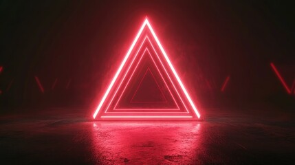 Poster - Neon Illumination Triangle with a Radiant Glow 3D rendering featuring futuristic VJ motion graphics ideal for club events and projection mapping with a high tech ambiance