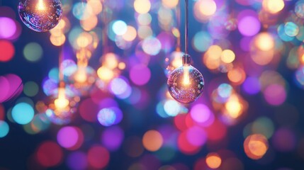 Poster - Glittering vintage lights create an abstract blurred background effect