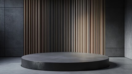 Poster - Minimalist podium scene for mock up presentation with ample copy space featuring an abstract 3D rendered background design
