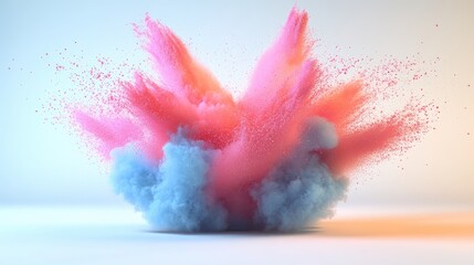 Poster - Explosion of colorful dust in 3D cartoon rendering Freeze motion of color powder bursting Illustration