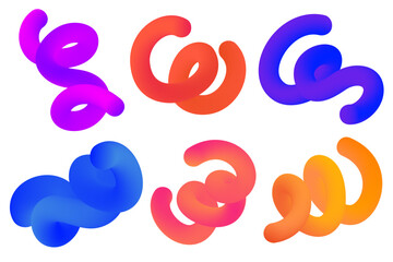 Poster - 3D gradient abstract lines. Liquid colored wavy blend shapes on white background. Spiral dynamic modern elements for poster banner and presentation design. Bright trendy strokes.