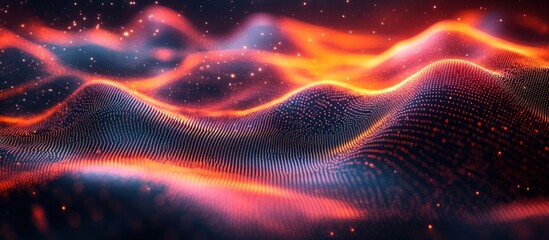 Wall Mural - Abstract digital wave with glowing light.