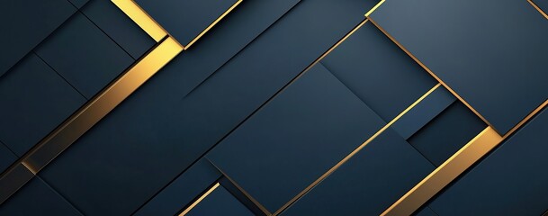 Poster - Dark blue and gold background with geometric shapes