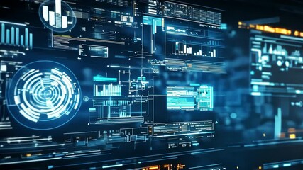 Poster - A computer screen with a blue background and a lot of small squares