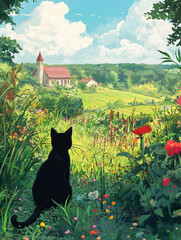 cat in the field