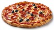 © niramol - A photostock images of a slice of pepperoni pizza with olives, isolated on white background, High Quality