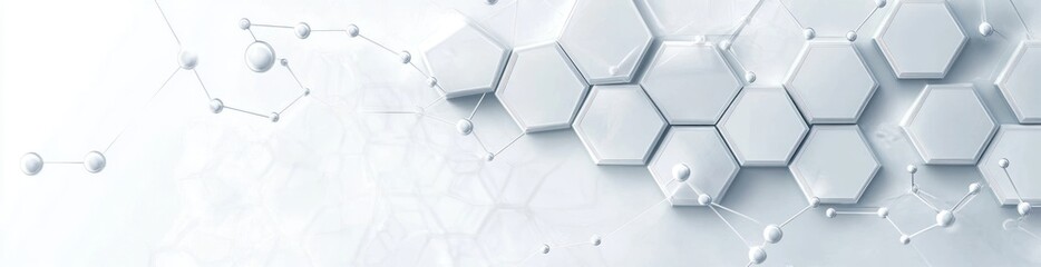 Wall Mural - Abstract Hexagon Pattern with White Spheres