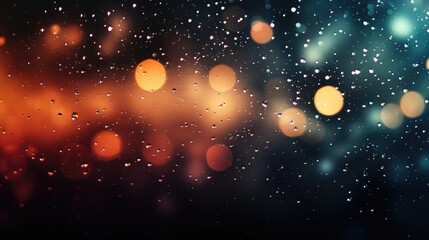 Aufkleber - Mesmerizing bokeh with water droplets and shimmering lights against a dark background
