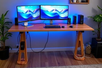 Gaming Desk A desk with built in cable management USB ports and