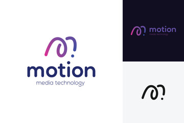 Aufkleber - digital media logo icon design with abstract letter m for motion graphic vector logo illustration
