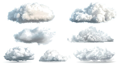 Poster - Set of Realistic Clouds Isolated on a Transparent Background Generative AI