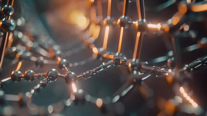Poster - This close-up Videograph captures the intricate details of an orange and black structure, A vivid depiction of carbon nanotubes, atom by atom