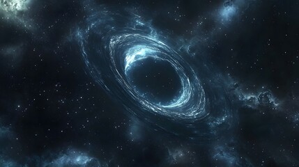 Wall Mural - Abstract black hole system over star field with event horizon, gravity singularity in outer space. 