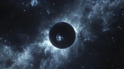 Wall Mural - Abstract black hole system over star field with event horizon, gravity singularity in outer space. 