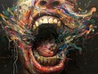 © Infinity - Expressive Abstract Painting of a Mouth Screaming