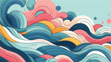 Flat style sea wave illustration with a combination of pastel colors