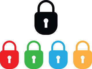 Poster - colorful padlock icon set in different colors . lock icon . vector illustration