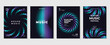 © TWINS DESIGN STUDIO - Music poster design background vector set. Electro Sound Cover template with vibrant abstract gradient geometric shape and line wave. Ideal design for social media, flyer, party, music festival, club.