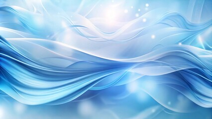 Aufkleber - Serene Blue Waves. Abstract Elegance. A light blue abstract wave flows. Fluid blue waves of vapor on a clean white background, embody a serene and airy aesthetic