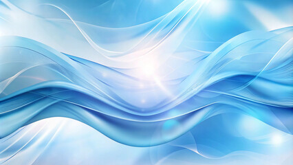 Aufkleber - Serene Blue Waves. Abstract Elegance. A light blue abstract wave flows. Fluid blue waves of vapor on a clean white background, embody a serene and airy aesthetic