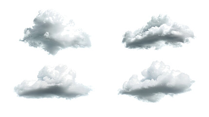 Poster - Collection of Realistic Clouds on a Transparent Background Generative AI