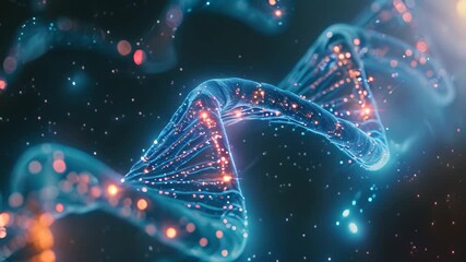 Poster - This abstract Video showcases a blue and yellow structure, capturing its unique design and colors, Artificial intelligence analyzing DNA sequences for mutations