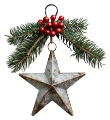 Wall Mural - PNG Christmas star ornament christmas berries branch.