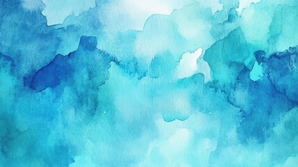 Poster - Abstract watercolor background featuring shades of blue and turquoise ideal for textures backgrounds and web banner designs