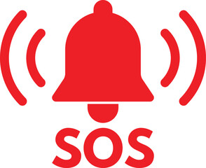 Poster - SOS bell icon isolated on white background . Emergency alarm button icon vector