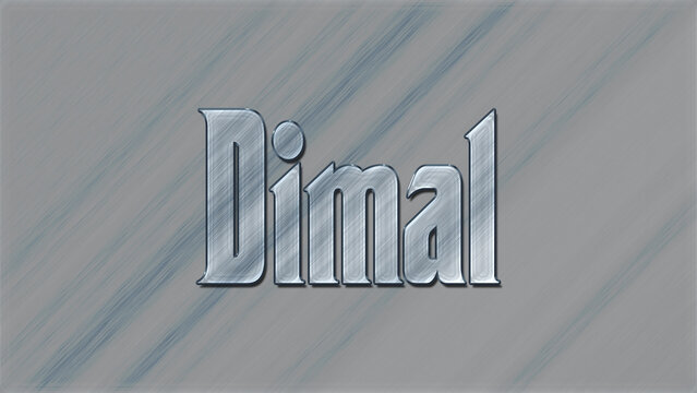 3D Glass effect Albanian city name design of Dimal, glassy background.