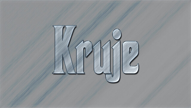 3D Glass effect Albanian city name design of Kruje, glassy background.