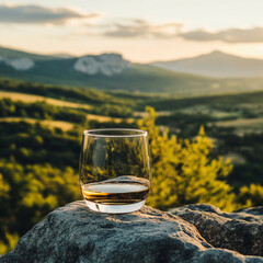 Poster - glass of wine in the vineyard