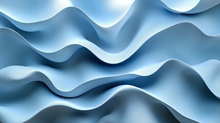 Fototapete - The soft light blue fabric undulates gracefully, showcasing the elegant waves and smooth texture, perfect for crafting and design purposes.