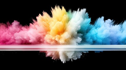 Poster - Colorful Powder Explosion Bursting Against Dark Background