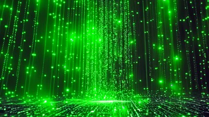 Poster - This Video showcases a vibrant green and black background filled with a multitude of numbers, Green code raining down a black screen, Matrix-like scene