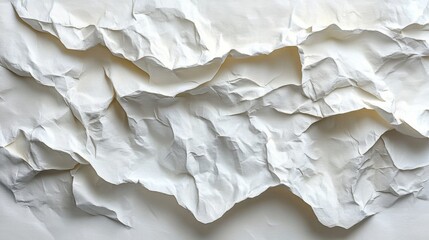 Aufkleber - A close-up view of crumpled white paper reveals various folds and textures. The interplay of light and shadow enhances the surface details, creating an artistic effect.