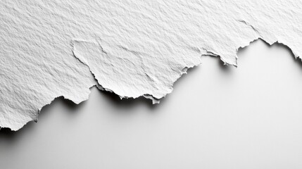 Leinwandbilder - A piece of torn white paper reveals textured edges against a clean, smooth background, highlighting simplicity and subtle elegance in design.