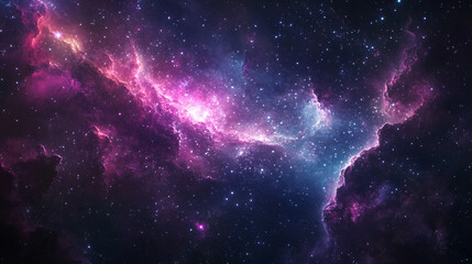 purple and blue nebula with stars in deep space galaxy background