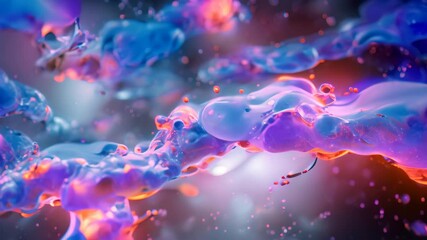 Poster - An Video capturing the vibrant red and blue lights illuminating a cell phone, Nanomachines working in harmony within a human vein