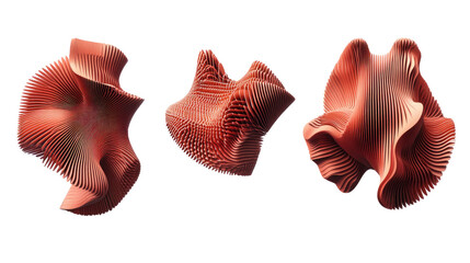 Poster - Collection of Wavy Textured Forms Crafted From Flexible Material Generative AI