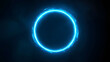© MakeitEasy - Vibrant blue neon circle with dynamic flashes, captivating visual energy, striking design element, high resolution, modern art aesthetic